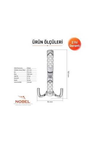 Karatay Portmanto Askısı, Metal Vestiyer Askısı, 20 Gr, Dolap Ve Duvar Askılığı, Krom Vidalı