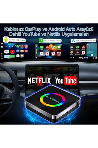Yeni Nesil Araç Carplay Ve Android Auto Aı Box 4gb+64gb Android 14 Youtube & Netflix 10"