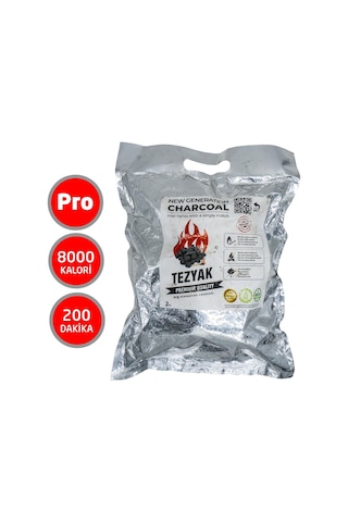 Tezyak Pro Tek Kibritle Yanan Mangal Kömürü 200dk 2kg Paket