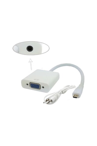 Micro Hdmi To Vga Kablo Çevirici Dönüştürücü + Ses
