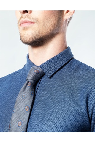 Tudors Modern Slim Fit Dar Kesim Armürlü Erkek Gömlek MD17004-203 Lacivert