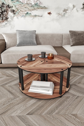 Yin Yang Unıty Serenıty Orta Sehpa 3 Lü Madran Ceviz 70cm Ceviz