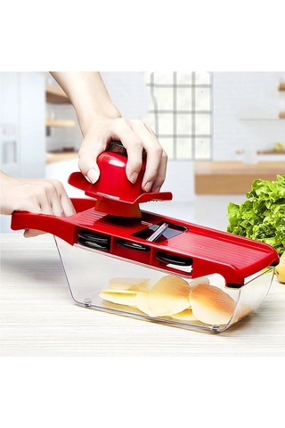 Jialan Mutfak Çok Fonksiyonlu Sebze Kesici Dilimleme Parçalayıcı Kırmızı