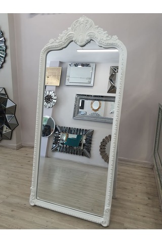 Ayna Denizi Princess White Model Beyaz Renk Dekoratif Ayaklı Boy Aynası Beyaz