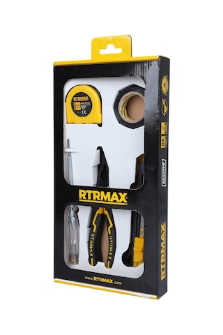 Rtrmax RTK7003 El Aleti Seti 5 Parça (Pense-Kontrol Kalemi-Elektrik Bandı-Metre-Maket Bıçağı)