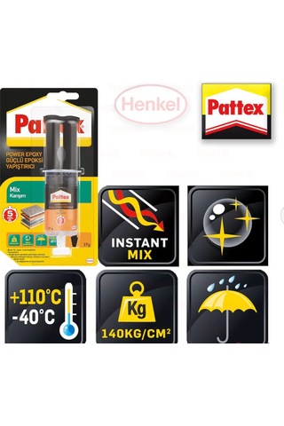 Pattex Henkel Power Epoxy Mix Şeffaf Yapıştırıcı 27G