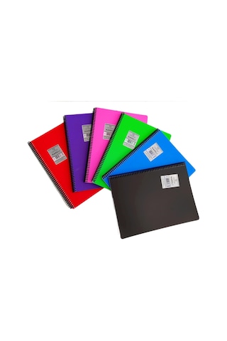 3 Adet A4 Plastik Pp Kapak Spiralli 72 Yaprak Kareli Defter Attac