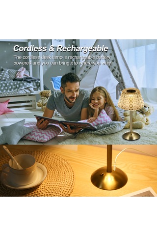 Springsun Led Kablosuz Masa Lambası Şarj Edilebilir Masa Lambası Dokunmatik Kontrol 3 Işık Rengi Kademesiz Kısılabilir Gece