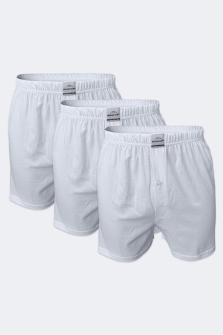 Malabadi Erkek Beyaz 3 Lü Paket Geniş Kalıp Büyük Beden Boxer %100 Pamuk Battal Boy 3m024 Beyaz