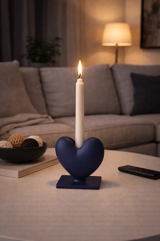 Dekoratif Kalpli Şamdan Romantik Mumluk Lacivert