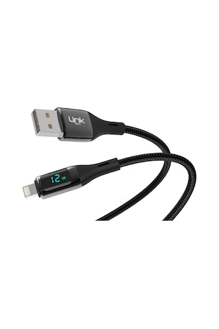 Linktech K682 Dijital Göstergeli USB - Apple iPhone UyumluLightning 12W 2.4A Data ve Şarj Kablosu