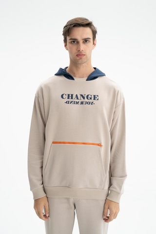 AR-MA Arma Erkek Oversize Şardonsuz 3 İplik Kanguru Cepli Kapşonlu Sweatshirt 001