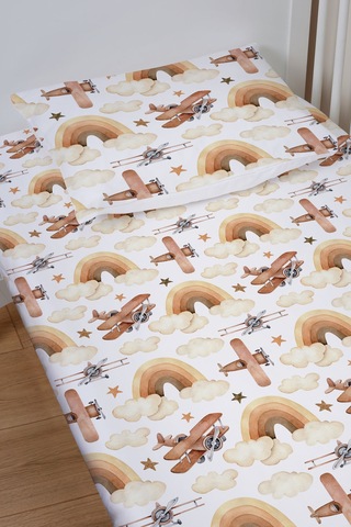 Organik Bebek Boy Lastikli Çarşaf Seti 60x120 - Uçan Hayal
