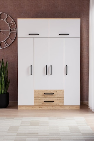 Tema 6 Kapak 2 Çekmeceli Gardırop Atlantik Çam Beyaz
