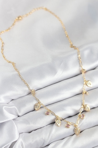 Clariss Pirinç Zirkon Taşlı Sallantılı Damla Model Gold Renk Kadın Kolye Çok Renkli 40399849