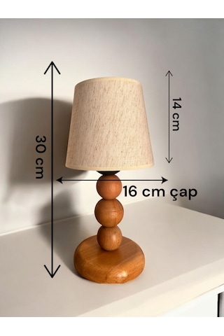 Bohem Ahşap Ayaklı Abajur - Beyaz Beyaz