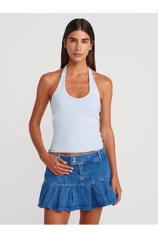 Dilvin 21052 Halter Yaka Top-açık Mavi Açık Mavi