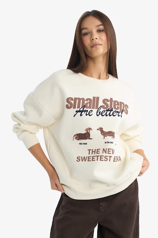 Defacto Coool Oversize Geniş Kalıp Bisiklet Yaka Baskılı Sweatshirt G3886ax25wnwt47 Beyaz-wt47