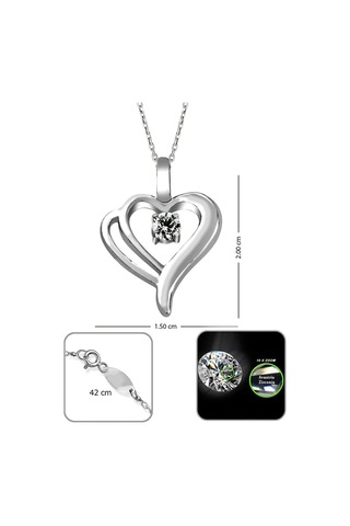 Kuyumcudukkani Zirconia"çift Kalp"kolye - 32107-w-w Beyaz