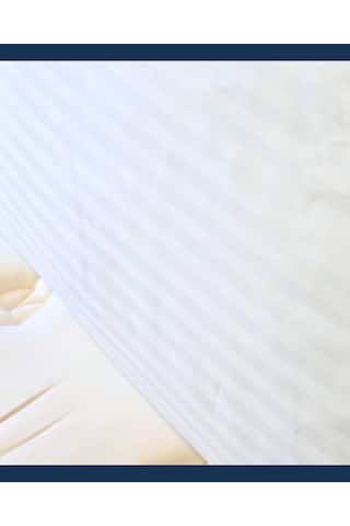 Solivane Otel Tipi Lüks Yastık Kılıfı 83 Tel Pamuk Saten Çizgili Kumaş Queen Size 60x80 Beyaz-2