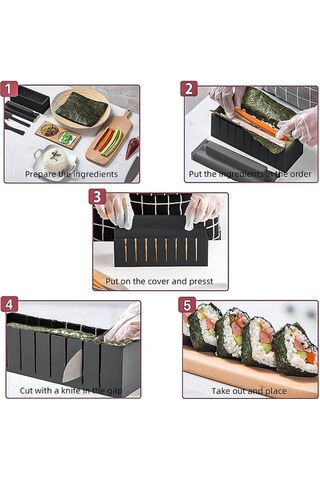 Wezone 10 Parça Sushi Oluşturma Seti - Yemek Dereceli Pp Malzeme İle 8 Farklı Şekil, Basit Kullanim, Hızlı Şekillendirme, Uygun Boyut Ve Temizleme Kolaylığı Çok Renkli