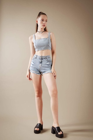 Defacto Jean %100 Pamuk Crop Bluz A8524AX23HSNM39
