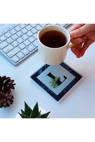 Decorita Cam Bardak Altlığı L Harfli Tasarım 4'lü Takım 10 x 10 CM Çok Renkli