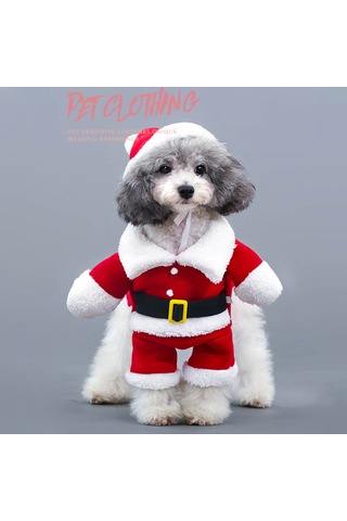 Xindoker "kışa Özel Noel Temalı Rüzgara Dayanıklı Polar Köpek Kıyafeti - Santa Kostümü Kırmızı, Xs "