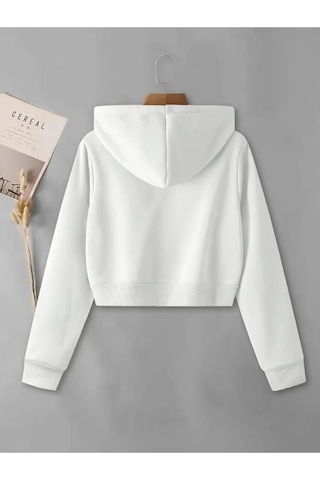 Altamira Kadın Fermuarlı Oversize Kapşonlu Crop Hırka 001