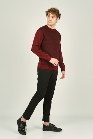 Ateş Triko Erkek Bisiklet Yaka Desenli Yün Kazak 3035 Bordo