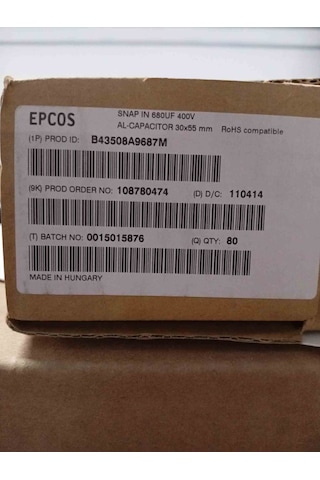 B43508a9687m 680mf 400v 30x55 Elko Kondansatör