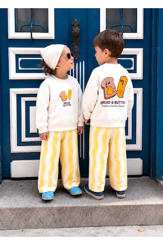 Fleurs Chic Unisex Bread And Butter Set Sweatshirt Ve Eşofman Takımı Sarı