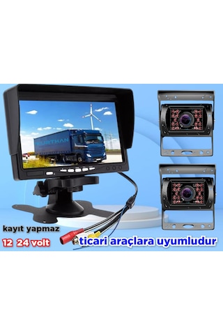 2 Adet Metal Kasa Kamera Ve Kayıtsız 7'' Ekran 12 24 Volt