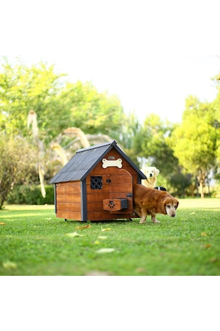 Mandu Isı Yalıtımlı Ahşap Köpek Kulübesi Medium