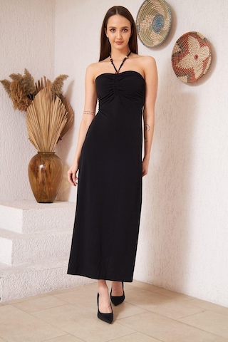 Darlin Moda Siyah Straplez Bodycon Elbise DM1006
