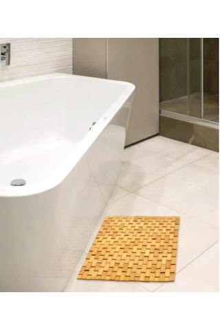 Bambu Kaydırmaz Banyo Matı Bambu Paspas 40x66 Cm Açık Kahve