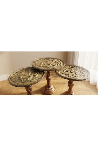 Mitolojik Oval Polyester Döküm Sehpa Antik Bakır Antik Bakır