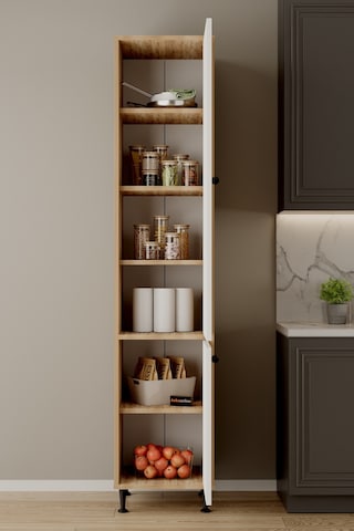 Aeka Ae-2028 Soft 2 Kapaklı Raflı Dar Yüksek Boy Banyo Çok Bölmeli Depolama Dolabı 40x180 Cm Çok Amaçlı Dolap Sonomo - Beyaz