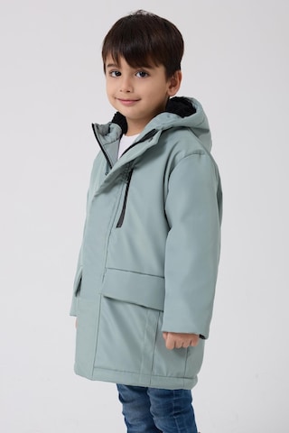 Freemen Erkek Çocuk Kürklü Su Ve Rüzgar Geçirmez Kapüşonlu 3 Kışlık Mont & Kaban & Parka Mint Yeşil