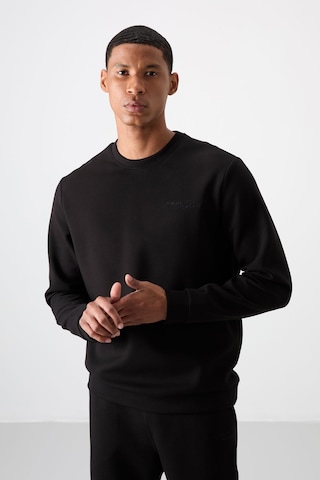 Tommy Life Siyah - Siyah Pamuklu Kalın Yumuşak Dokulu Comfort Fit Nakışlı Erkek Eşofman Takım - 85254 Siyah
