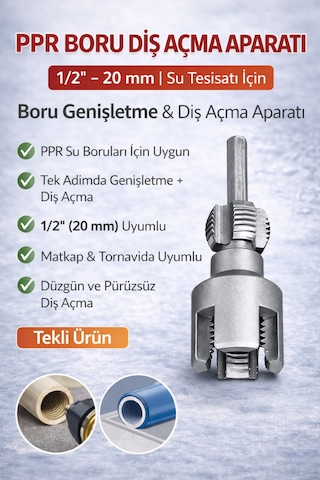 Senbang Ppr Boru Diş Açma Aparatı 1/2 20 Mm Su Borusu Genişletme Ve Diş Açma Ucu