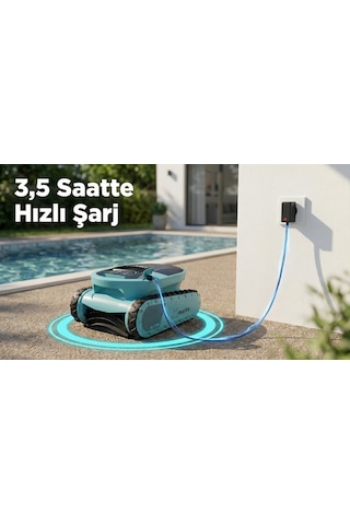 ISEE ROBOT Manta Havuz Temizleme Robotu Kablosuz 200m² Zemin+Duvar+Kenar Şarjlı 7 Mod Mobil Uygulama