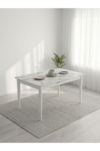 Lima Açılır Mutfak Masası Baskılı 80x130/160 Beyaz