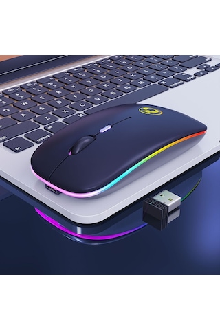 İmıce E-1300 4 Tuşlu 1600dpı Aydınlık Kablosuz Sessiz Masaüstü Dizüstü Bilgisayar Mini Fare, Stil: Şarj Luminous Edition Siyah Diğer