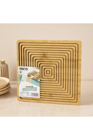 Bambu Servis Ve Sunum Tahtası 28x28 Cm Çift Taraflı Sarı
