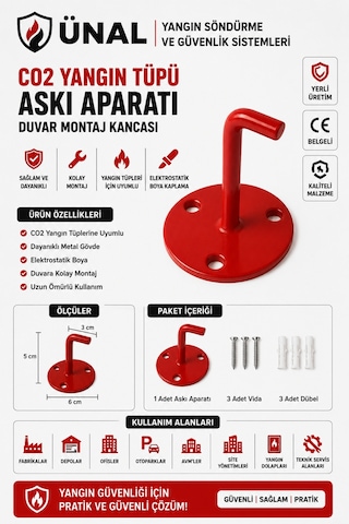 Co2 Yangın Tüpü Askı Aparatı Duvar Montaj Kancası Metal Yangın Söndürücü Tutucu Askılık