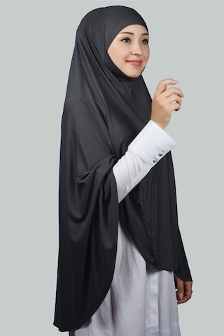 Altobeh Hazır Türban Peçeli Pratik Eşarp Tesettür Nikaplı Hijab - Namaz Örtüsü Sufle (5XL) - Füme