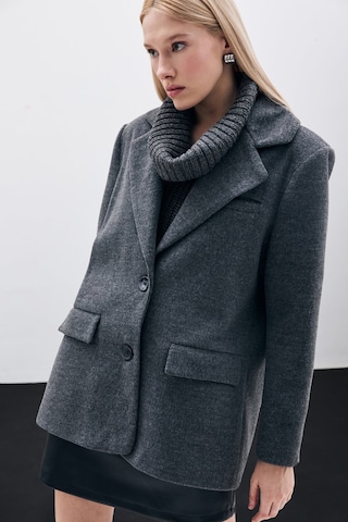 Sateen Düğmeli Kaşe Ceket - Siyah-135414 Siyah