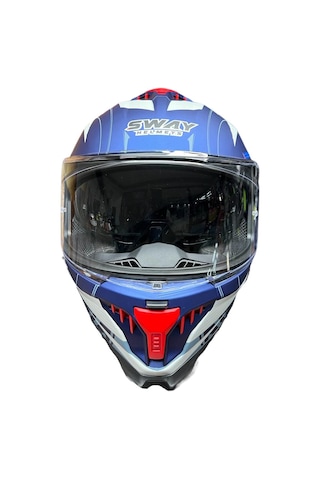 Sway SW-865 Güneş Vizörlü Full Face Motosiklet Kaskı Mavi - Kırmızı - Beyaz