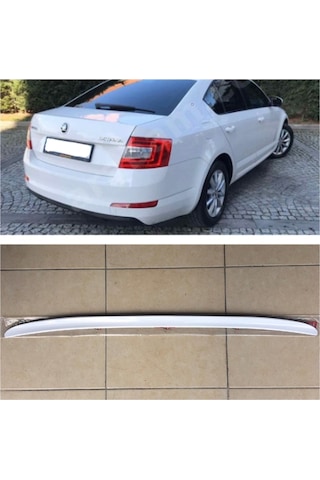 Skoda Octavia Bagaj Üstü Spoiler Bagaj Çıtası Parlak Beyaz
